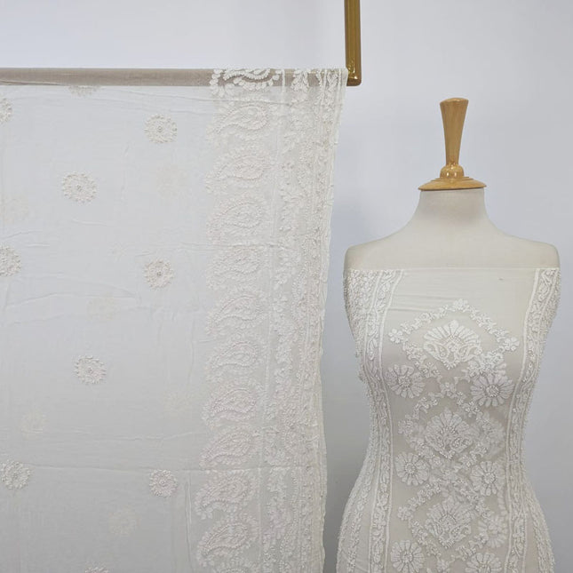 Luxury Pure China Crinkle with Chikankari & Kali Work Frock 2PC (Dyeable in All Colors)