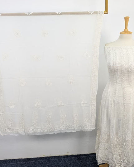 Handmade Dyeable PureChina Crinkle with Chikankari  Frock 2PC Unstitched