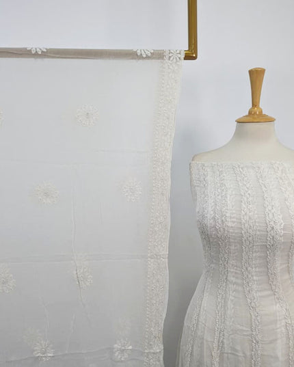 Handmade Dyeable PureChina Crinkle with Chikankari  Frock 2PC Unstitched