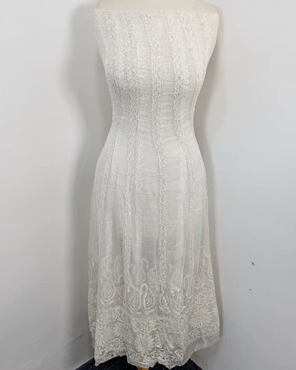 Handmade Dyeable PureChina Crinkle with Chikankari  Frock 2PC Unstitched