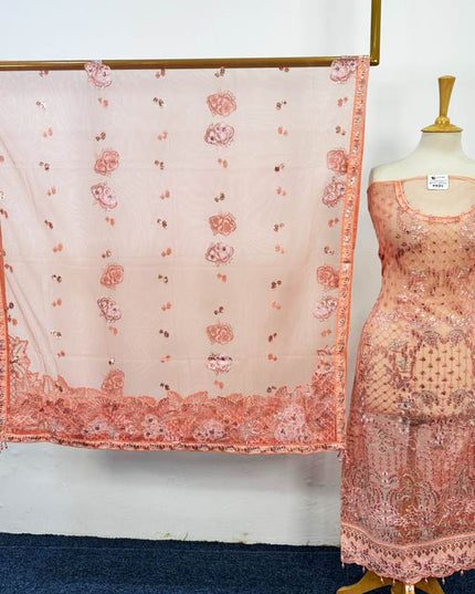 Fancy Embroidered Net 3PC Unstitched