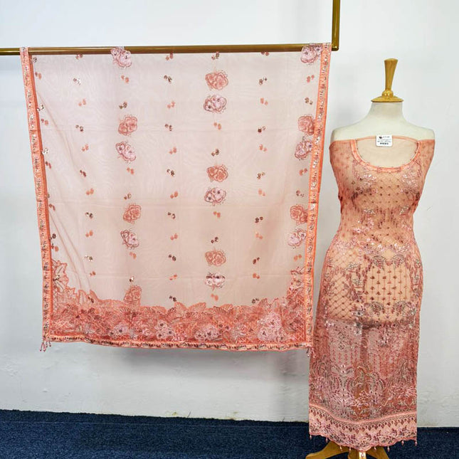 Fancy Embroidered Net 3PC Unstitched