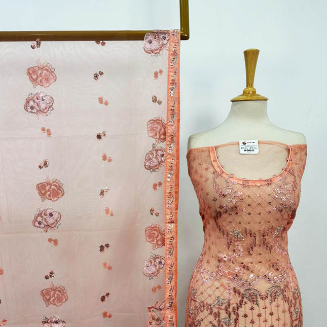 Fancy Embroidered Net 3PC Unstitched