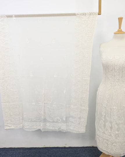 Exquisite Pure China Crinkle with Chikankari & Kali Work Frock 2PC (Dyeable)