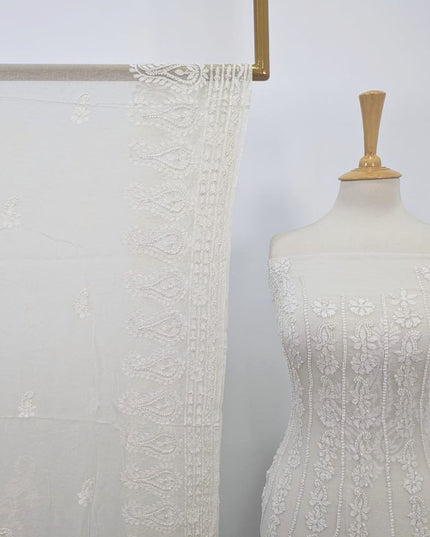 Exquisite Pure China Crinkle with Chikankari & Kali Work Frock 2PC (Dyeable)