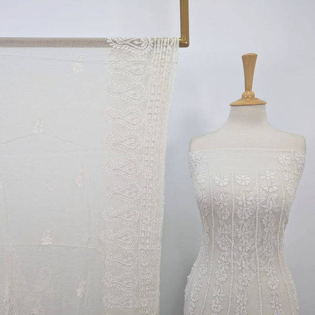 Exquisite Pure China Crinkle with Chikankari & Kali Work Frock 2PC (Dyeable)