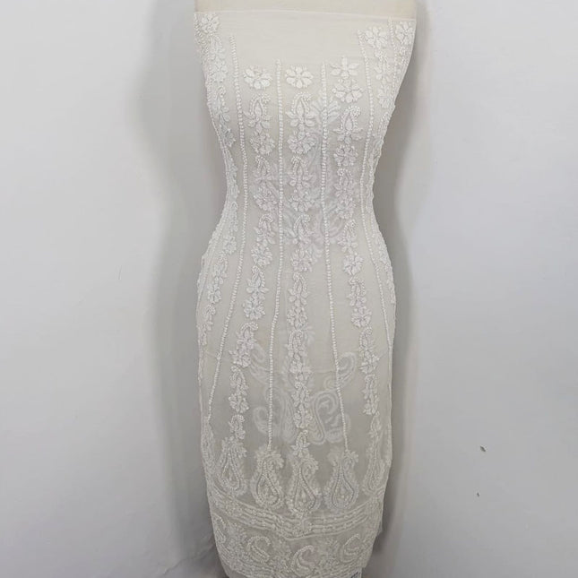 Exquisite Pure China Crinkle with Chikankari & Kali Work Frock 2PC (Dyeable)