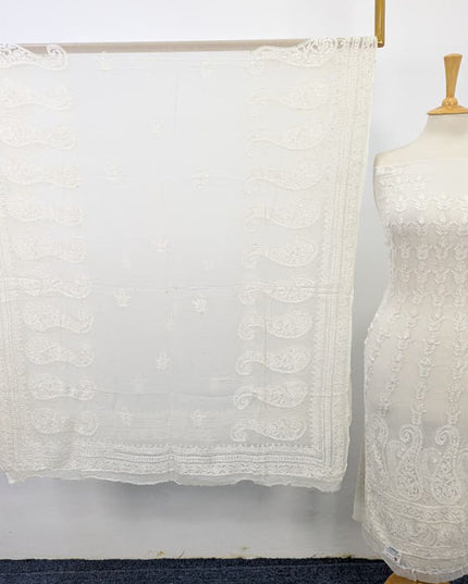 Luxury Dyeable Pure China Crinkle with Chikankari + Kali Work Frock 2PC Unstitched