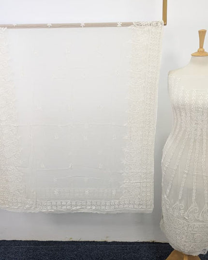 Handmade Pure China Crinkle with Chikankari + Kali Work Frock 2PC (Dyeable)