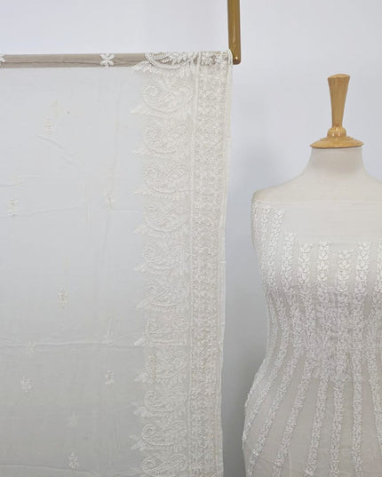 Handmade Pure China Crinkle with Chikankari + Kali Work Frock 2PC (Dyeable)