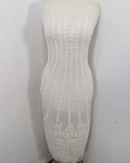 Handmade Pure China Crinkle with Chikankari + Kali Work Frock 2PC (Dyeable)