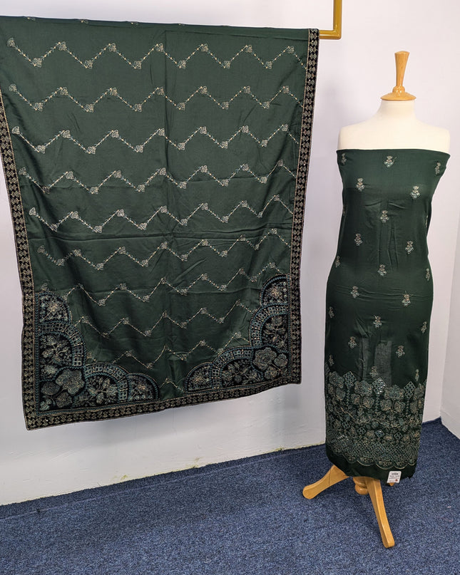 Fancy Dhanak Embroidered Shirt with Dhanak 4 corner dupatta winter