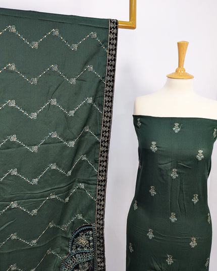 Fancy Dhanak Embroidered Shirt with Dhanak 4 corner dupatta winter