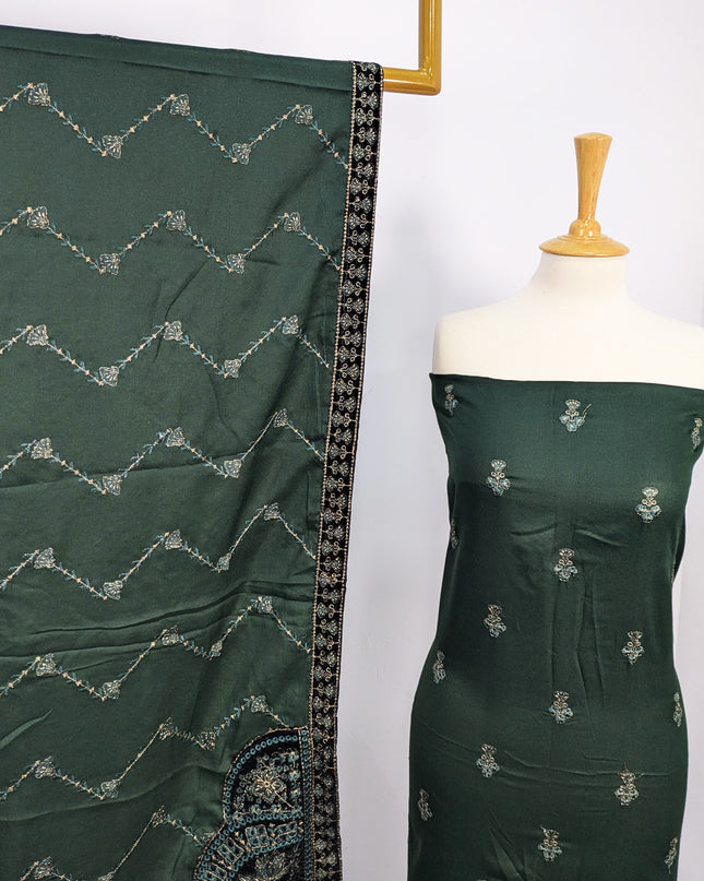 Fancy Dhanak Embroidered Shirt with Dhanak 4 corner dupatta winter