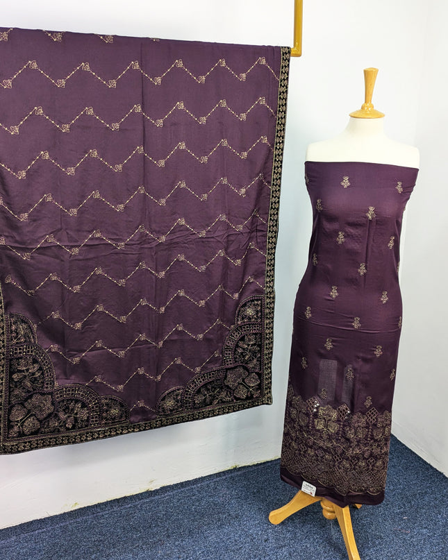 Fancy Dhanak Embroidered Shirt with Dhanak 4 corner dupatta winter