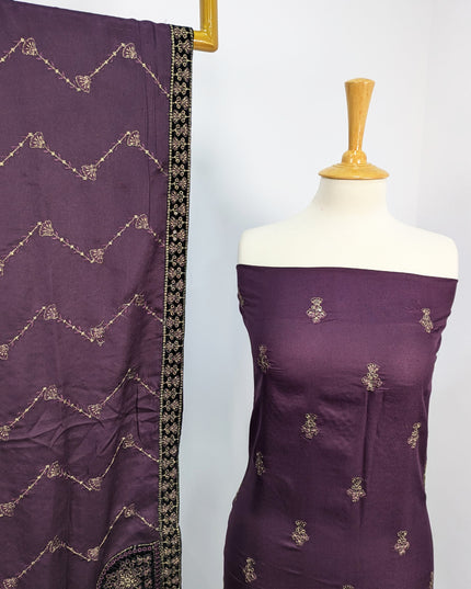 Fancy Dhanak Embroidered Shirt with Dhanak 4 corner dupatta winter
