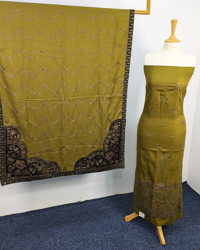 Fancy Dhanak Embroidered Shirt with Dhanak 4 corner dupatta winter