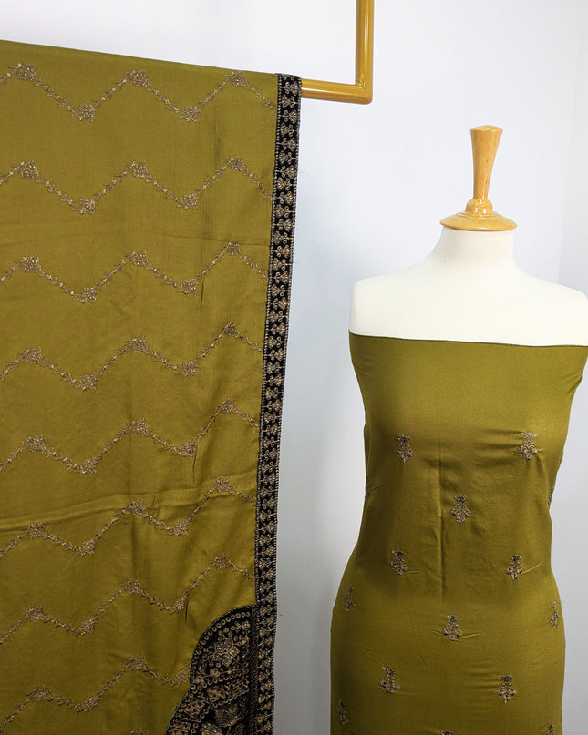 Fancy Dhanak Embroidered Shirt with Dhanak 4 corner dupatta winter