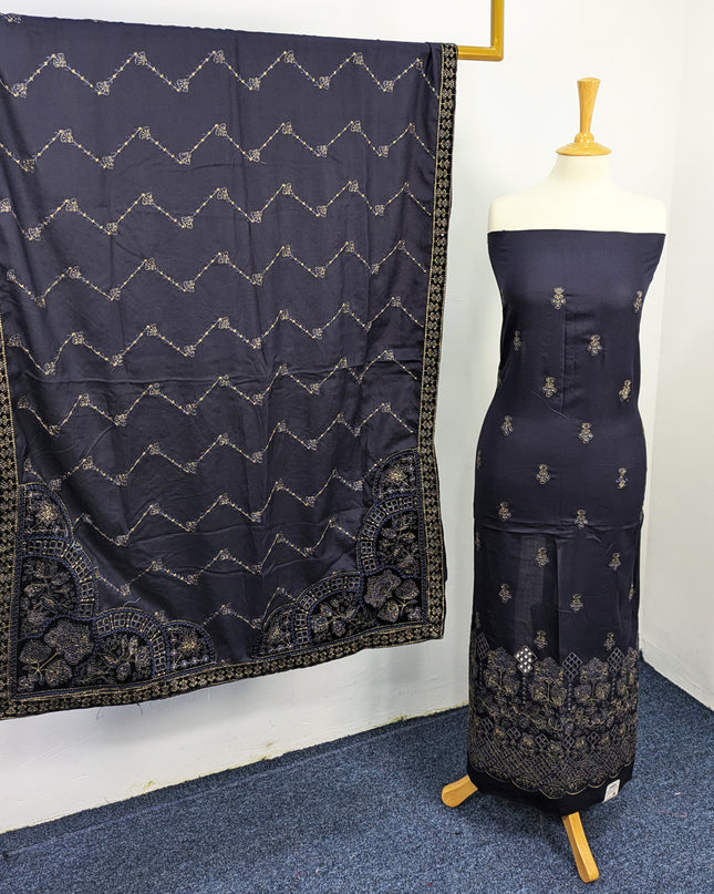 Fancy Dhanak Embroidered Shirt with Dhanak 4 corner dupatta winter