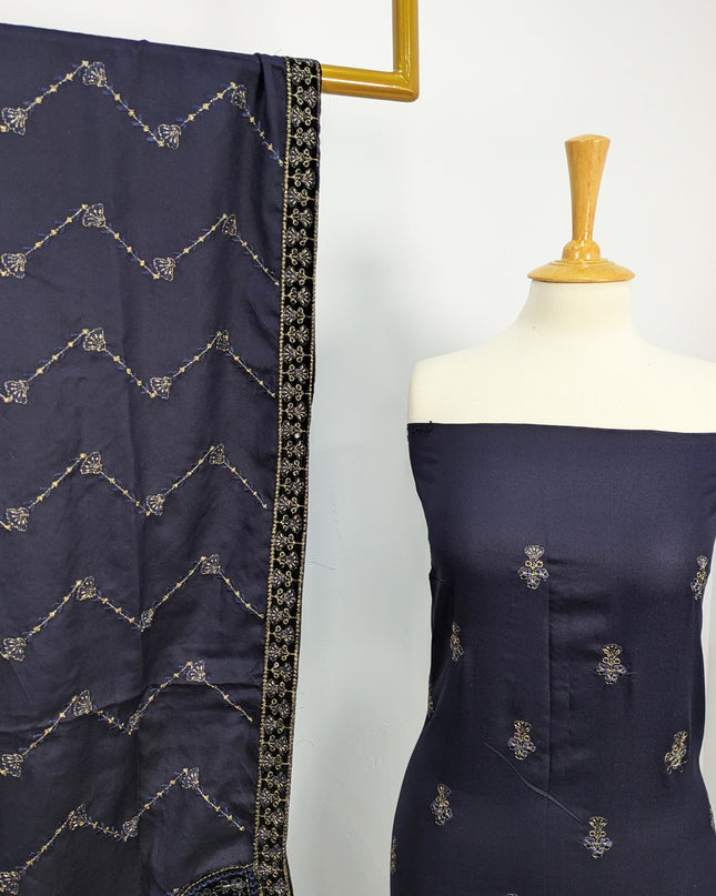 Fancy Dhanak Embroidered Shirt with Dhanak 4 corner dupatta winter