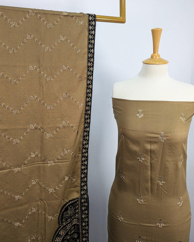 Fancy Dhanak Embroidered Shirt with Dhanak 4 corner dupatta winter
