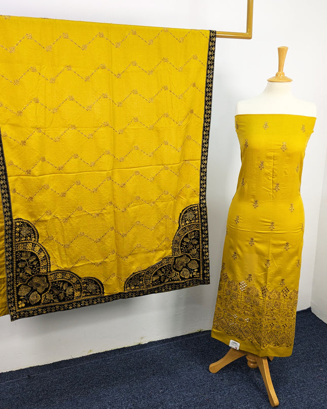 Fancy Dhanak Embroidered Shirt with Dhanak 4 corner dupatta winter 3PC suit