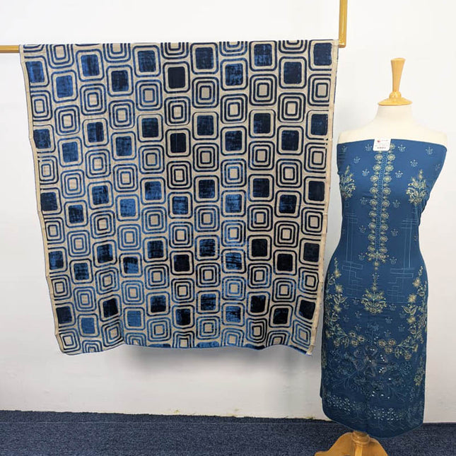 Premium Double Head Embroidered Dyed Wool With Palachi Shawl 2PC