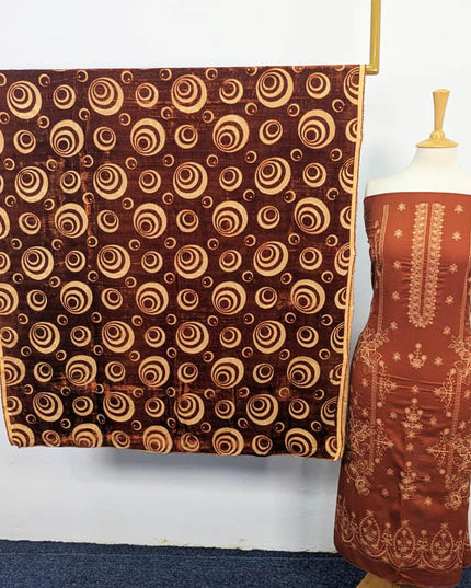 Premium Double Head Embroidered Dyed Wool With Palachi Shawl 2PC