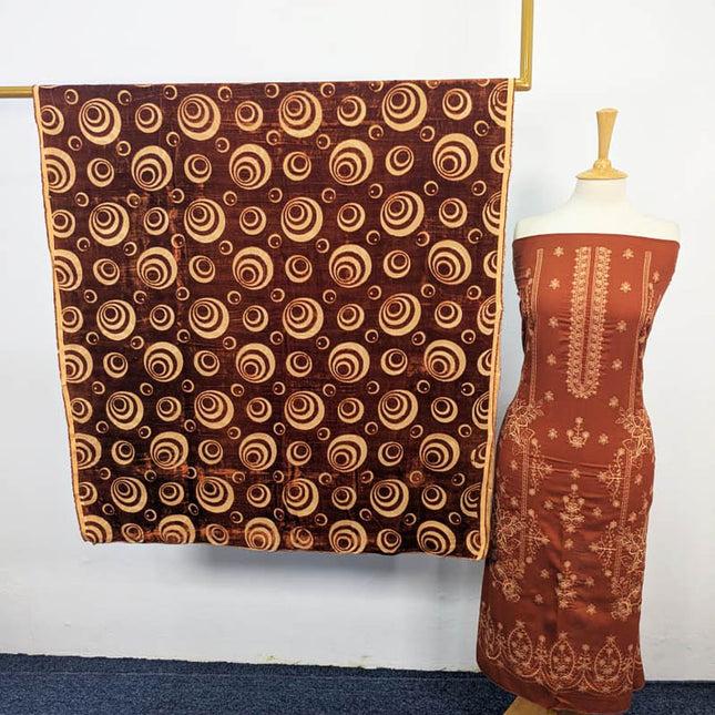 Premium Double Head Embroidered Dyed Wool With Palachi Shawl 2PC