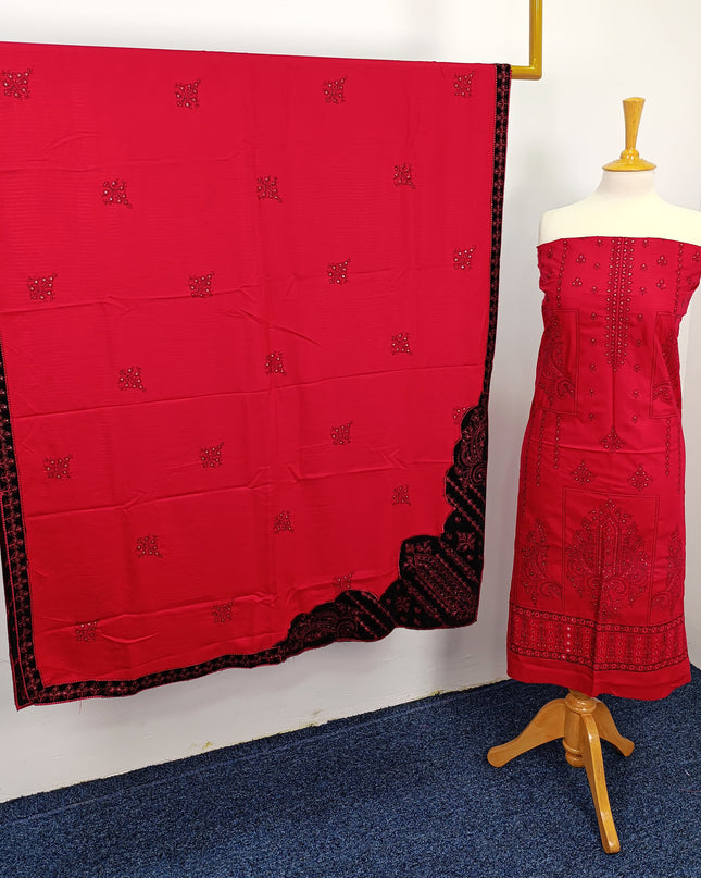Fancy Dhanak Embroidered winter suit