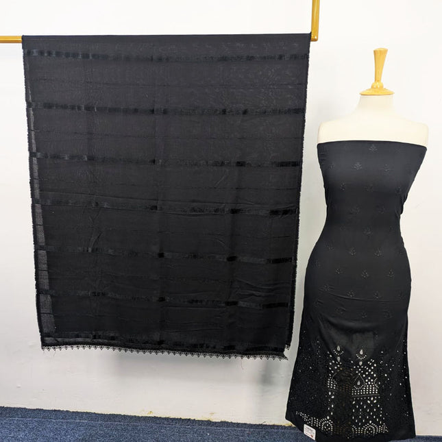 Fancy Dhanak with Boring Chikankari Work 3Pc Unstitched - Azzal Vol-305