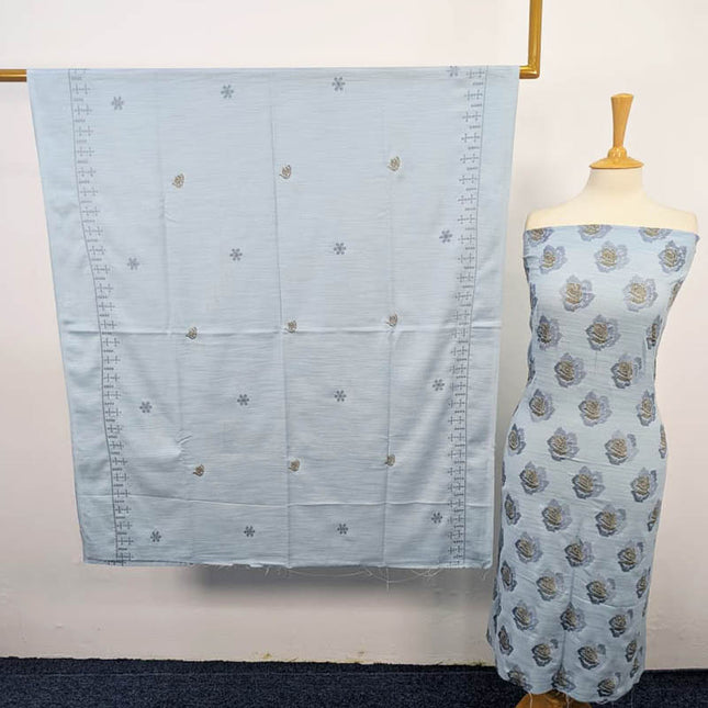 Fancy Dhanak Leather Peach  3PC Unstitched