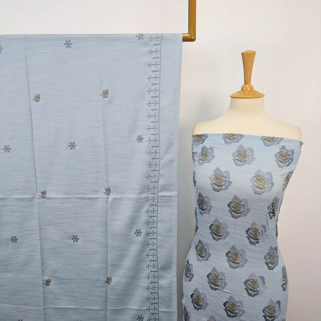 Fancy Dhanak Leather Peach  3PC Unstitched