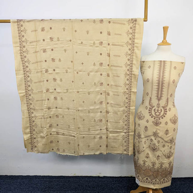 Exclusive Embroidered Leather Peach 3 PC Unstitched