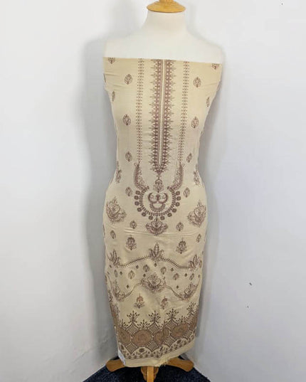 Exclusive Embroidered Leather Peach 3 PC Unstitched