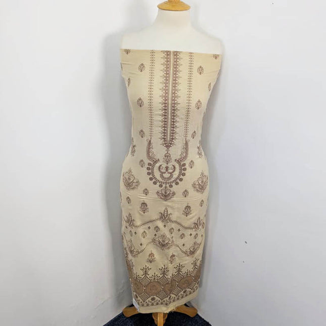 Exclusive Embroidered Leather Peach 3 PC Unstitched