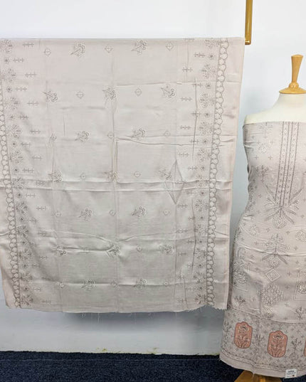 Exclusive Embroidered Leather Peach 3 PC Unstitched
