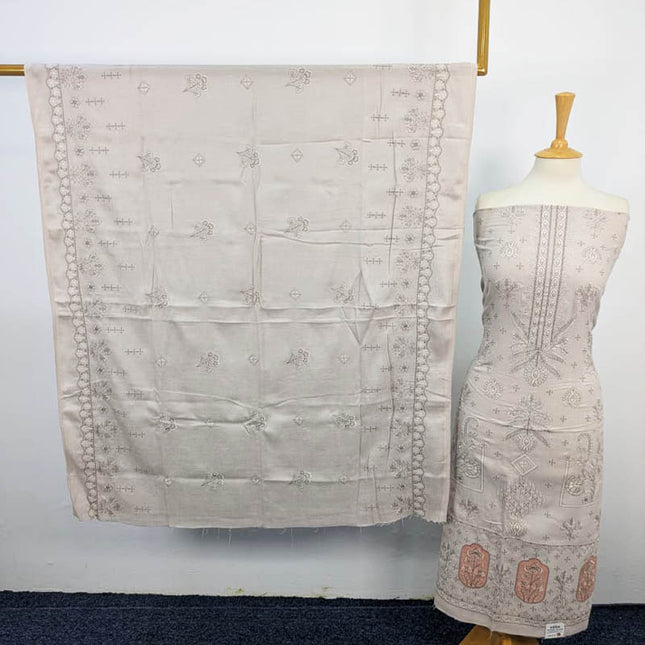 Exclusive Embroidered Leather Peach 3 PC Unstitched