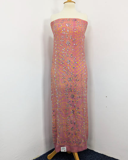 Handmade Pura China Crinkle With Silver Mukesh Work