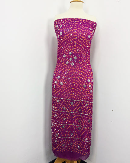 Handmade Pura China Crinkle With Silver Mukesh Work