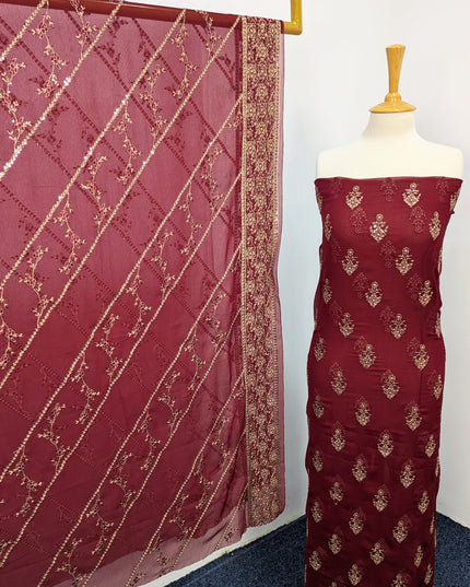 Fancy  Chiffon Full Jaal Shirt & Dupatta