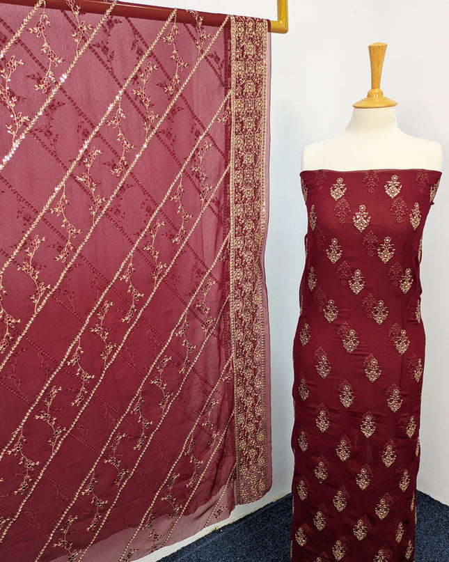 Fancy  Chiffon Full Jaal Shirt & Dupatta