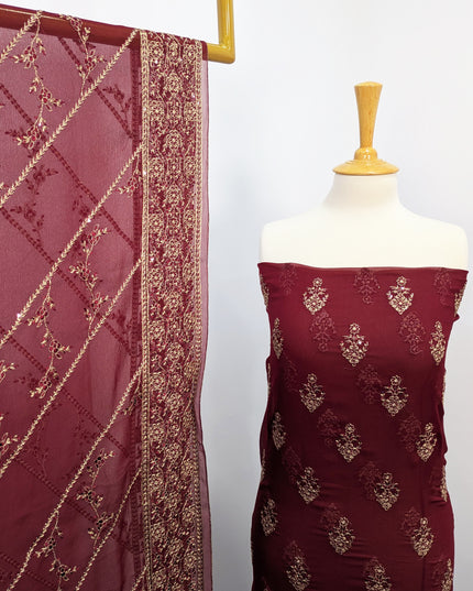 Fancy  Chiffon Full Jaal Shirt & Dupatta
