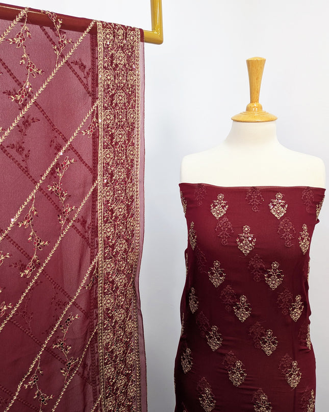 Fancy  Chiffon Full Jaal Shirt & Dupatta