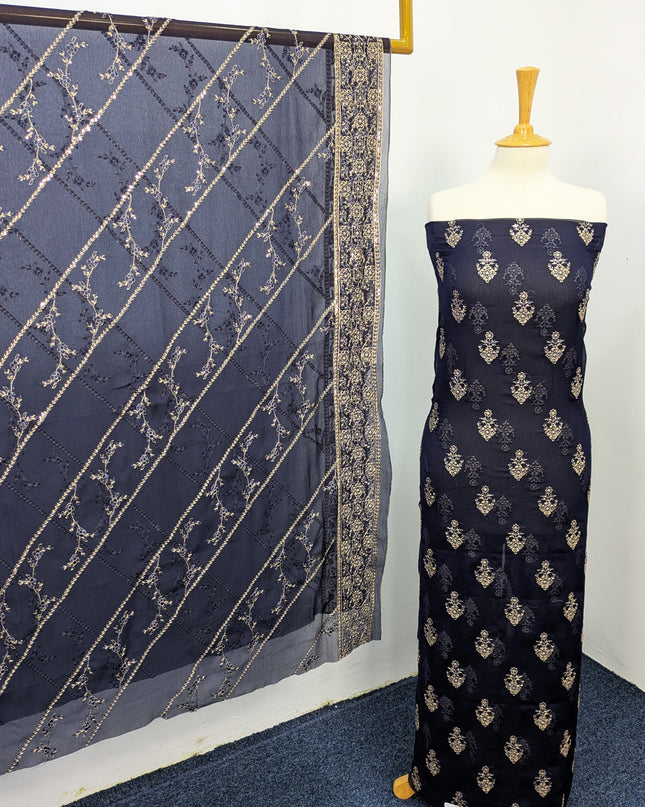 Fancy  Chiffon Full Jaal Shirt & Dupatta