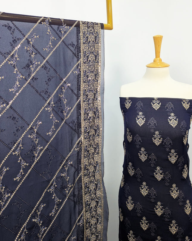 Fancy  Chiffon Full Jaal Shirt & Dupatta