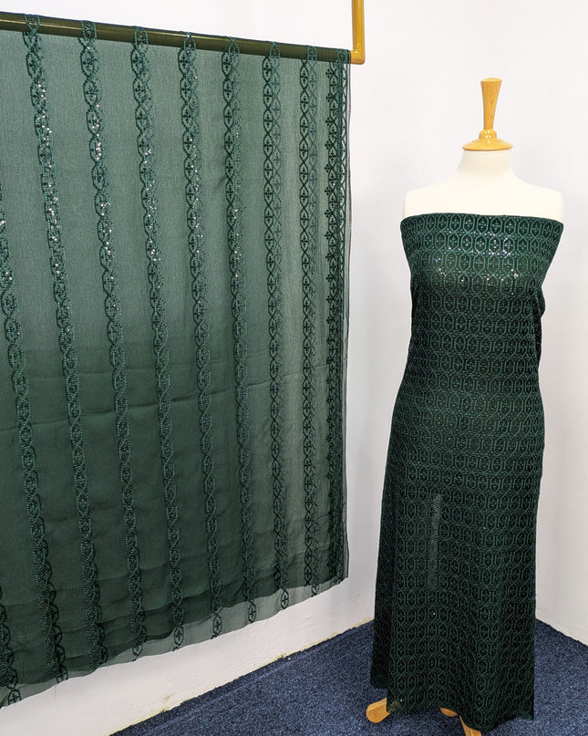 Fancy Embroidered Chiffon Full Jaal Shirt & Dupatta