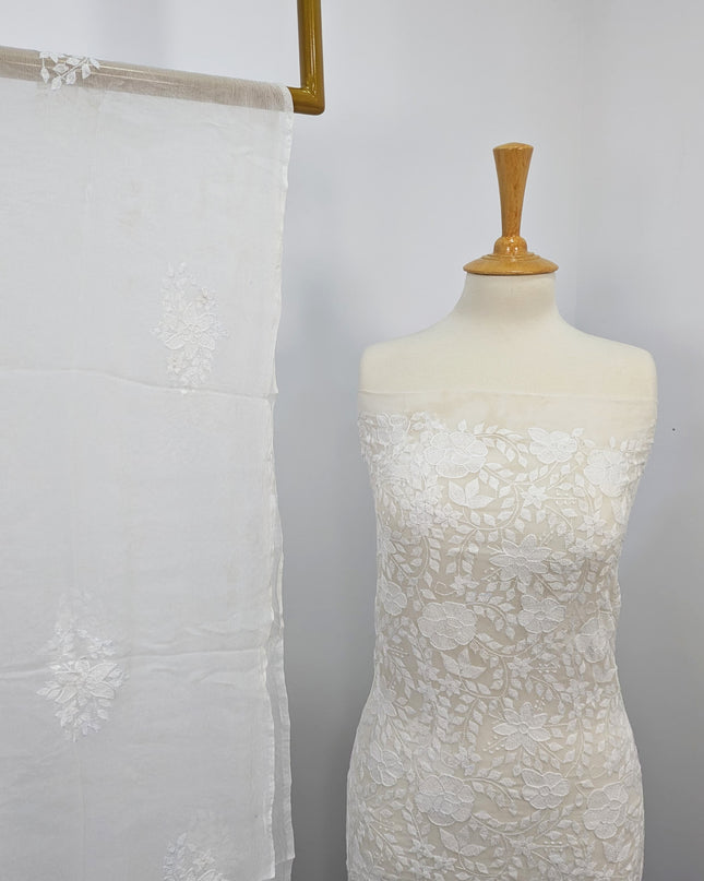 Handmade Pure China Crinkle Kacha Pakka Tanka  Work 2pc Suit