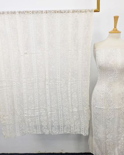 Pure China Crinkle with Tarkashi + Chikankari & Kacha Pakka Tanka Work