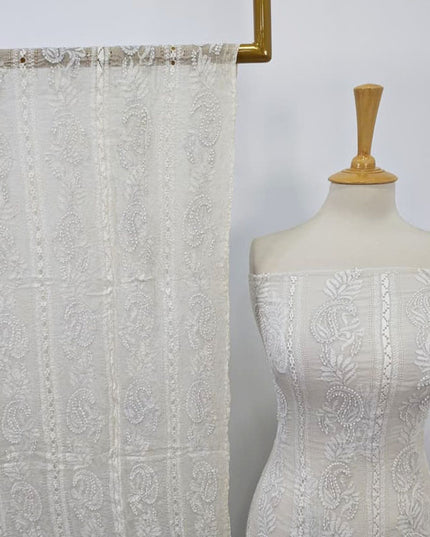 Pure China Crinkle with Tarkashi + Chikankari & Kacha Pakka Tanka Work